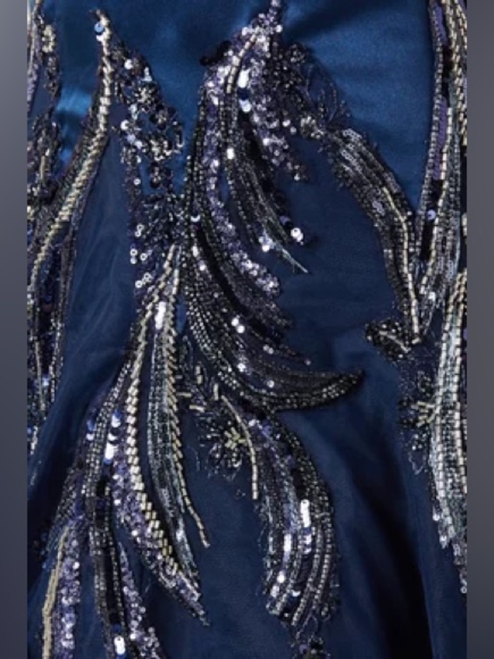 MAC DUGGAL
Navy Embellished Satin Ball Gown With Tulle Skirt Size 14 - Picture 9 of 9